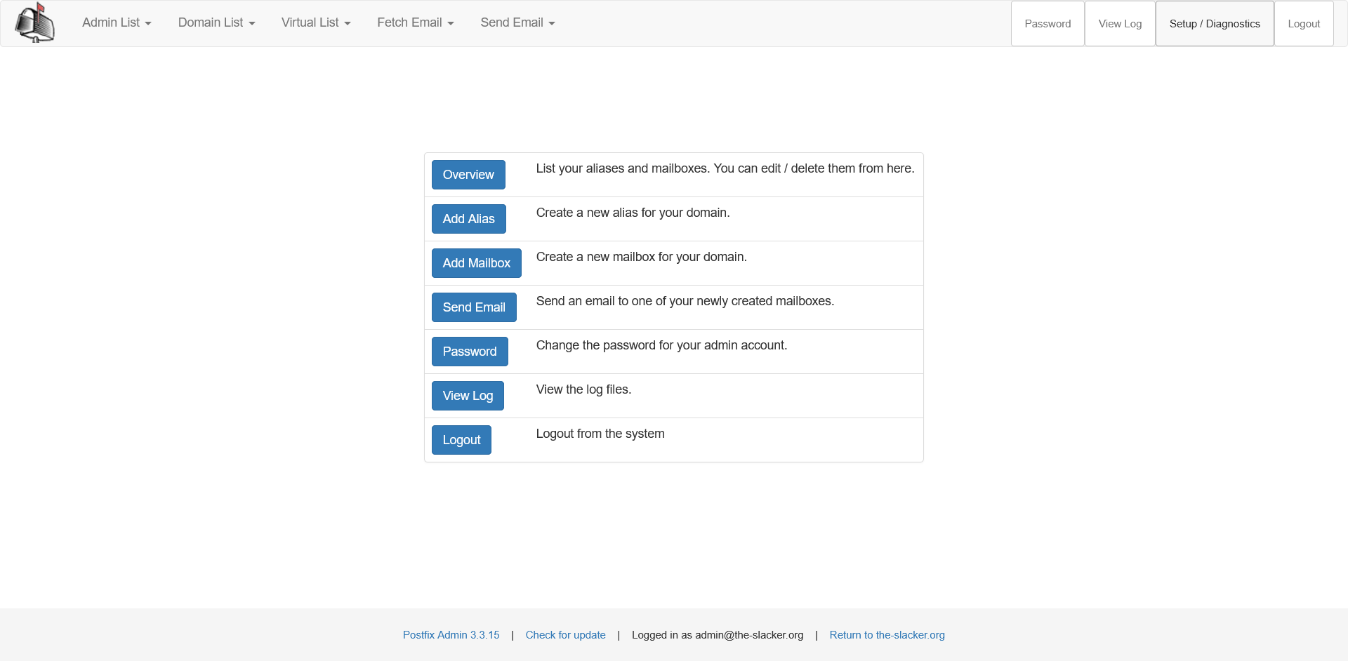 FreeBSD Postfixadmin Screenshot